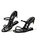 Goiphrri Black Metallic Wedge Sandals for Women Slip On Shark Teeth Mule Heels Comfortable Open Toe High Heeled Slide Sandals Size 9.5