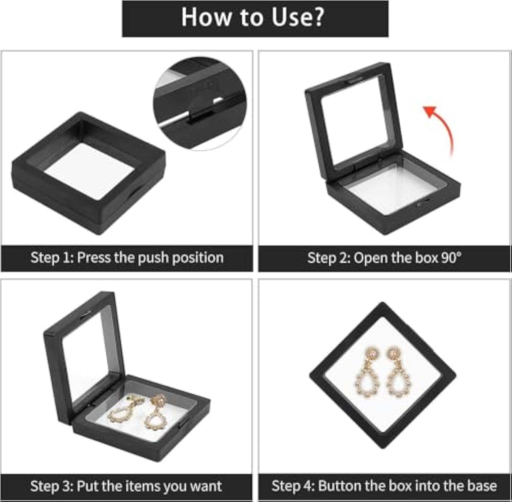 Floating Display Frame for Jewellery, Dustproof Case