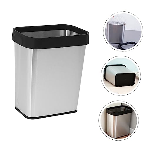 Tacho de basura rectangular de acero inoxidable negro miniatura 5