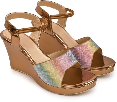 Image of Action Women's Platform Stiletto Sandals|with Rainbow Print| Heel| Ankle Strap| Open Toe Design Black