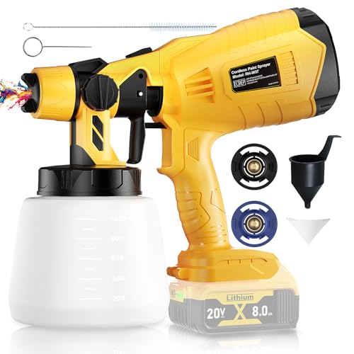 Brushless Cordless Paint Sprayer for Dewalt 20V Battery(Battery Not Included) 150 Din/s Viscosity 1000ml/min High Flow Electric Spray Paint Gun for for House Painting-Tool ONLY