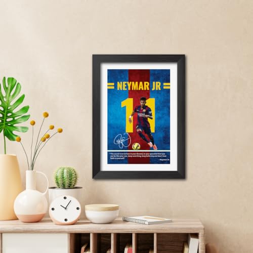 Image of TenorArts Neymar Jr Quotes Poster Frame Barcelona Laminated Photo Framed Painting with Matt Finish Black Textues (12 inches x 9inches)