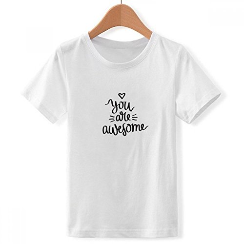 T-Shirt Garçon X-Grand Col Blanc Finition Ample Contre les Vêtements Trop Serrés