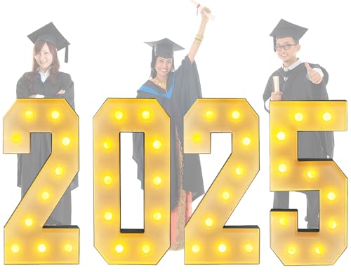 LANGXUN Kit di numeri bianchi 2024 da 0,9 m, grande tendone a LED con lettere illuminate per decorazioni per feste di laurea 2024, classe 2024, forniture per feste di laurea per interni ed esterni,