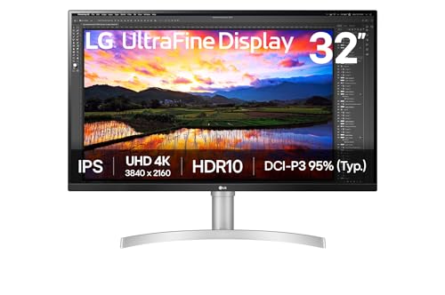 Image of LG UHD IPS Monitor 32 inch UHD (3840 x 2160) Display, DCI-P3 95% Color Gamut, 3-Side Virtually Borderless Display, Height /Tilt Adjustable Stand, Built-in Speaker, 32UN650K-W, White