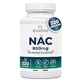Bandini® NAC 800 mg par capsule | 220 gélules pour +7 mois | N acétyl L cystéine | Haute biodisponibilité et tolérance | Antioxydant Hautement dosé, Qualité supérieure, 100% Végétalien, sans Additifs