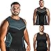 Odoland 3 Pack Men Compression Shirt, Tummy Control Slimming Undershirt Tank Top Men,Line Grey/Line Blue/Black, M