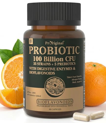 Probiotics with Prebiotics for Men and Women - 35 Strains Probiotics 100 Billion CFU for Gut & Digestive Health Vegan Acidophilus Probiotic Supplement Non-GMO Raw Probiotic 60 Capsules