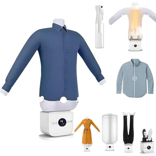 MazmornFly Plancha De Vapor Automática, Máquina De Planchado Manos Libres Mejorada, Secado Rápido En 8 Minutos, Secadora De Ropa Portátil Y Ultra Silenciosa, con Eliminador De Arrugas para Camisas