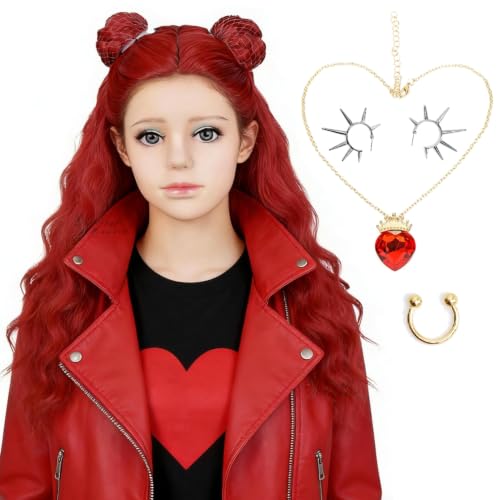 Wiggy Mermaid Princess Red Wig 20'' Long Red Curly Wig Pre-styled Bun