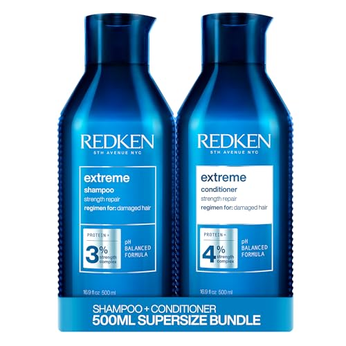 Redken Extreme Shampoo and Conditioner, For Damaged Hair, Repairs Strength & Adds Flexibility
