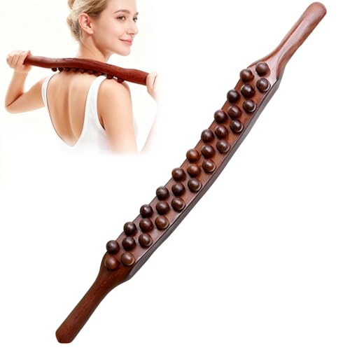 Gua Sha Wooden Therapy Stab, Faszienrolle Holz Massagegerät mit 31 Holzmassageperlen Faszienstab, Ganzkörper Scraping Stick für Muskelentspannung Massage Nacken Rücken Bauch(A) Gua Sha Wooden Therapy Stab, Faszienrolle Holz Massagegerät mit 31 Holzmassageperlen Faszienstab, Ganzkörper Scraping Stick für Muskelentspannung Massage Nacken Rücken Bauch(A)