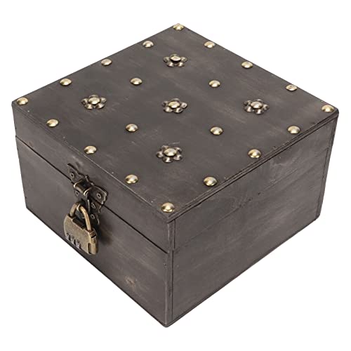 TZOXTLH Caja del Tesoro Vintage con Cerradura de combinación Caja de Almacenamiento de Madera con Esquinas Reforzadas Exquisitas Artesanales para Decoraciones