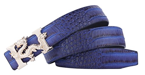 ALAKA Dragon Buckle Alligator Pattern Leather Mens Belt…