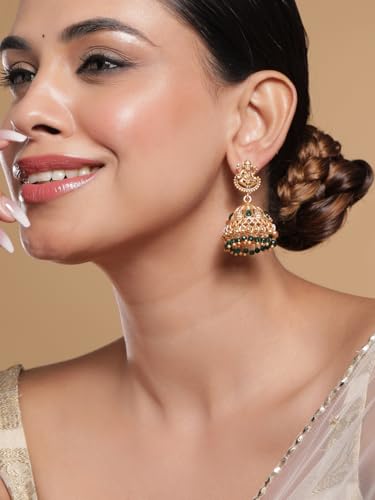 Image of Rubans Jhumka Earrings Gold Plated Stylish Traditional Trendy Jewellery Gift for Women & Girls