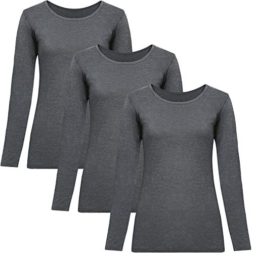 [fun.] 帝人 あったかインナー 3枚セット クルーネック レディース 防寒 発熱 GRAY Sの商品画像（Amazon）