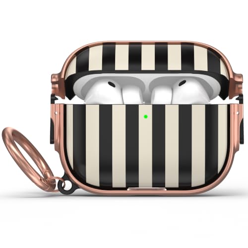 Image of for AirPods Pro 3rd Case with Safety Lock, Magsafe Compatible,Black Stripes | Double Secure Lock,Drop Protection,Two-Piece Design,with Gold Keychain, Anti Lost, Dustproof, Cute AirPod Pro 3 Case