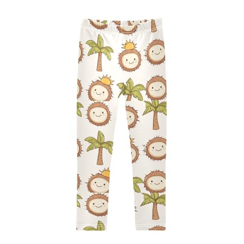 ZZKKO Girls Leggings Coconut Fruit and Coconut Tree Toddler Girls Clothes Leggings for Girls Toddler Girls Leggings 3-4T