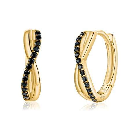 Pendientes aro de plata mujer con circonitas negras Cover