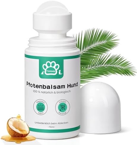 Tinioey Pfotenbalsam Hund 70ml, Roll-On Pfotenpflege für trockene Pfoten | Schnell einziehender Pfotenbalsam, pflegt trockene Pfoten ohne fettiges Gefühl, schützt vor Kälte & Hitze