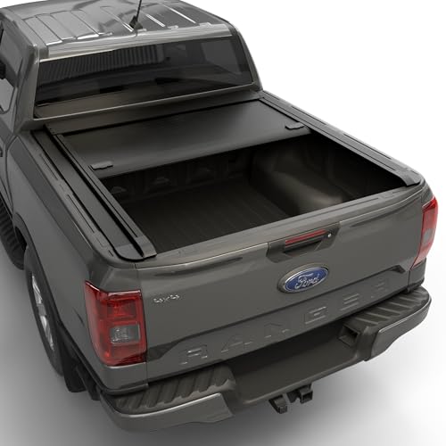 Image of Retractable Tonneau Cover Fits 2024-2026 Ford Ranger 5' Bed (61 inch) | Aluminum Slats | Easy Install | One-Hand Operation | Waterproof Seal | TOTMRC044