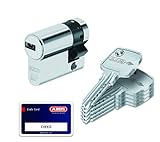 5 clés réversibles Abus D6N10/30 Demi cylindre nickelé D6 10 x 30 mm