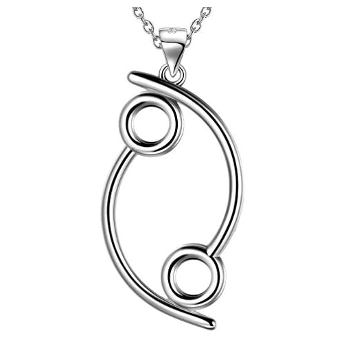 Stjärntecken stjärnbild halsband väduren jungfru oxen kräftan stenbock skytten lejonfiskarna tvillingarna vattumannen vågen skorpion silver himmelska symboler födelsedag smycke e silverpläterad-bas, colore: Cancer, cod. FP0090X-EU