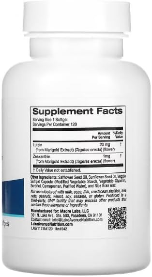 Miniatura 2 de Luteína 20mg Vitaminas de zeaxantina para el cuidado de los ojos120Softgel