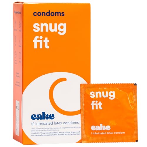 Hello Cake Snug Condoms Premium Silicone Lubricated Latex Condoms for Men Smaller and Tighter Natural Fit BPA Free Fragrance-Free Glycerin Free 12 Count