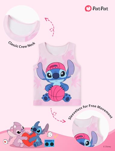 Image of Disney Stitch丨 Frozen丨 Minnie Mouse丨Princess丨Winnie Tank Top+Dolphin Shorts Girls Outfits Workout Athletic Set Summer