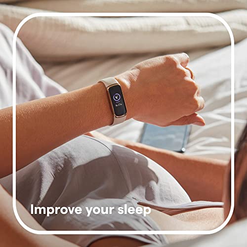 Fitbit Luxe Fitness And Wellness Tracker With Stress Management, Sleep Tracking And 24/7 Heart Rate, One Size S L Bands Included, Lunar White/Soft Gold Stainless Steel, 1 Count #TOP4
