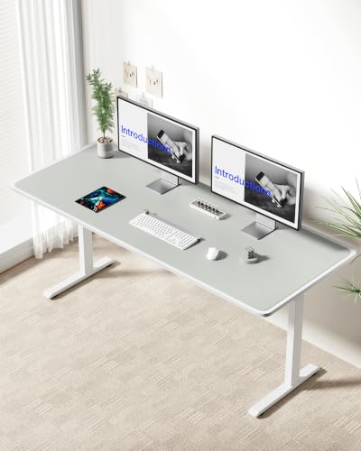 Image of YSAGi Leather Desk Pad Protector, Office Desk Mat, Large Mouse Pad, Non-Slip PU Leather Desk Blotter, Laptop Desk Pad, Waterproof Desk Writing Pad for Office and Home (Light Grey,55 inch x 24 inch)