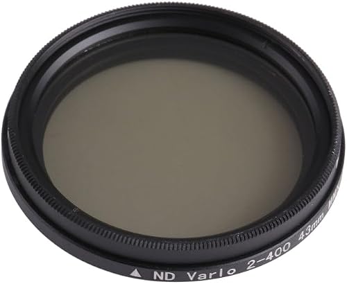 43mm Variable ND Filter, Adjustable Neutral Density ND2 to ND400, Slim Threaded Camera Lens Filter with Storage Case - Black