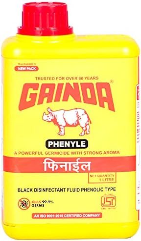 GAINDA Black Disinfectant Phenyl Liquid Streak-free Surface Floor Cleaner for Hospitals, Homes, Offices & Commercial Use Ready to Use Solution Removes Dirt, Grime & Germs, 1000 ml