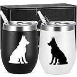 Lifecapido German Shepherd Gifts, German Shepherd Silhouette Insulated Wine...