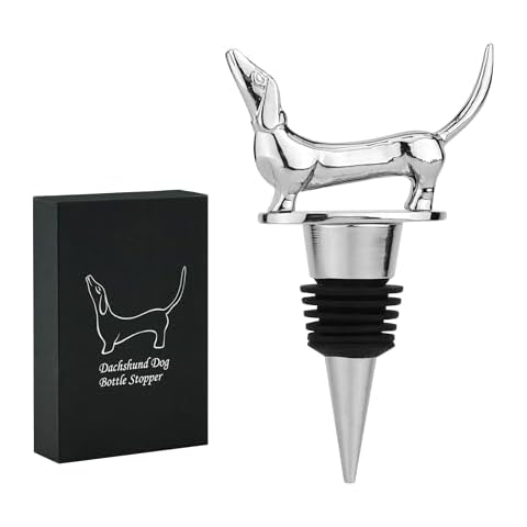 Dachshund Wine Bottle Stopper, Dachshund Gifts, Sausage Dog Gifts, Wine Gifts Wiener Dog Doxie Gifts Birthday Gifts Christmas Gifts for Men Women Dog Lovers, with Gift Box Cover
