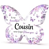 Glydein Cousin Gifts for Women, Unique Purple Butterfly Acrylic Plaque Desk Decor, Mothers Day...