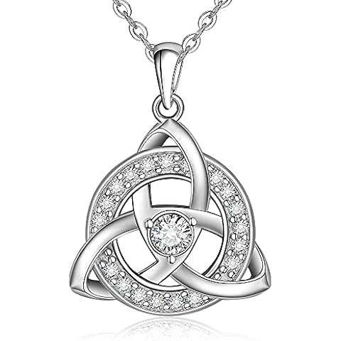 Celtic Knot Necklace Love Pendant Sterling Silver Necklace Triquetra Irish Trinity Simple Necklaces for Women Mom and Daughter Cover