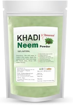 Khadi Omorose Neem Leaves Powder For Skin & Hair,100 Grams Zipper Stand Pouch
