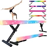 Seliyoo Adjustable Balance Beam,8FT gymnasitcs Beam, Balance Beam for Kids Ages 3-20,high and Lower Floor Beam,Gym Equipment for All Skills Practice at Home (Bubble Rainbow, 7