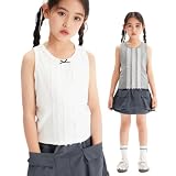[Barry Banny] タンクトップ キッズ ガールズ キャミソール 子供服 2枚組 夏 かわいい ニット トップス ジュニア インナー レースフリル付き 女の子 小学校 中学校 130cm