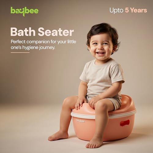 Image of Baybee 3 in 1 Baby Potty Training Seat for Kids 1-5 Years | Toddler Baby Potty Seat Chair with Removable Tray & Anti Slip Base | Portable Toilet Training Potty Seat with Step Stool for kids (Orange)