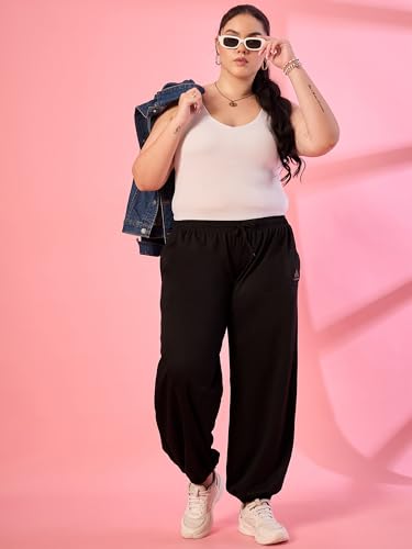 Image of ALZA Women's Cotton Oversized Joggers with Utility Pockets - Loose Fit High Waisted Track Pants for Gym, Yoga & Travel - Lightweight All-Season Lounge Sweatpants