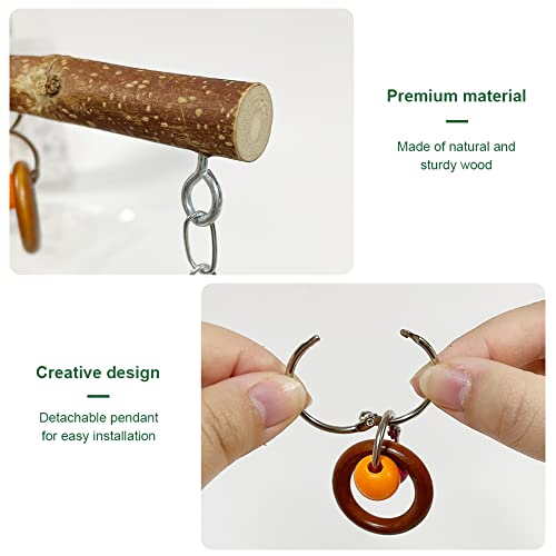 Image of La La Pet Wood Bird Swing with Hardware Pet Bird Swing Parakeet Perch Stand Cockatiel Perch Swing Lovebird Cage Perch Bird Swing Toy for Bird Cage Decoration