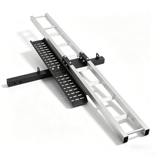Motorcycle Carrier, 450 LBS Steel Motorcycle Carrier Hitch Mount with 46" Longer Ramp, Scooter Dirt Bike Trailer Hauler with Ratchet Straps and Stabilizer, for Car, III Hitch Class