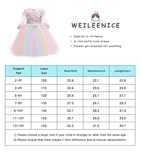 Weileenice Pink Lace Flower Girls Dress 7 8 Pastel Tulle Embroidery Big Girl Bridesmaid Princess Party Dresses Rainbow Peach Junior Girls Birthday Pageant Wedding Ceremony Prom Ball Gown Graduation #TOP2