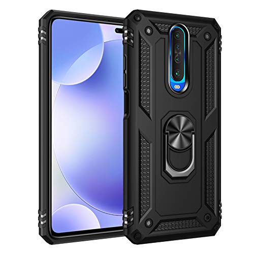 DoubTech Case for Xiaomi Poco X2 Cover Rugged Military Style Kickstand Ring Shockproof Soft Silicone Micro-matte PC Anti Sweat Anti Scratch Protective Bracket Cover