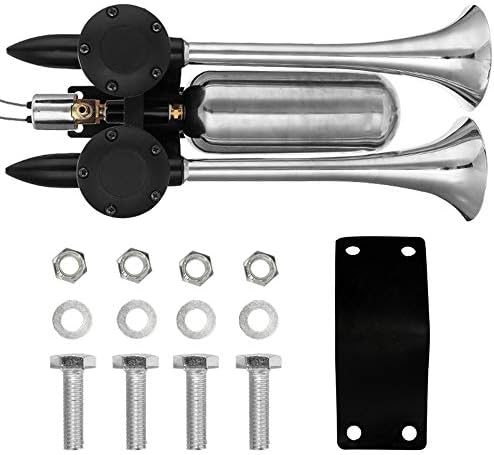 LIUWEI horn Universal Car Dual Trumpet Air Horn 300DB Trumpet Truck Dual Air Horns Kit Super Loud Car Speakers For Van Boat Pickup 12V 24V (Color : Silver)