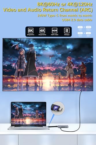 Duttek 5 inch 80Gbps Short USB C Cable, 240W PD Fast Charging, 8K 60Hz Video Output, USB4 Thunderbolt 4 Cable Compatible for iPhone 16, MacBook, Thunderbolt 5, External SSD, Docking Station Grey by Duttek - Image 12