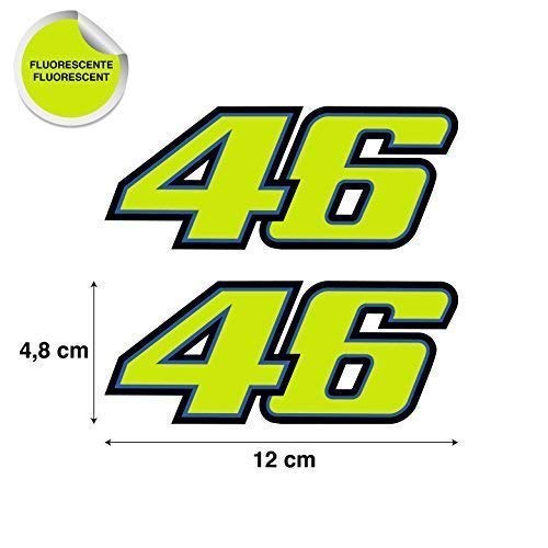 Pegatina Adhesivo 46 Valentino Rossi TROQUELADA Amarillo Fluorescente 2 Unidades
